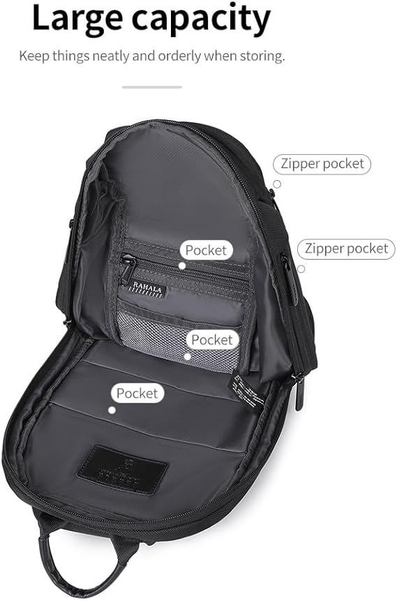 RAHALA Sling Bag for MenTravel Crossbody Bag, Water-Resistant Handbag with Multi-Pocket Organizer