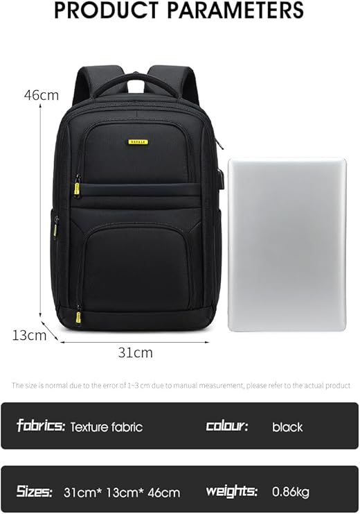 Rahala Backpack for Men Women 15.6-inch Laptop Bag -RAL803 BLACK