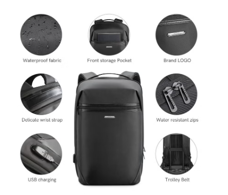 Rahala KG-122 Smart 15.6-Inch Laptop Large Capacity Business Travel Waterproof USB Outport Black
