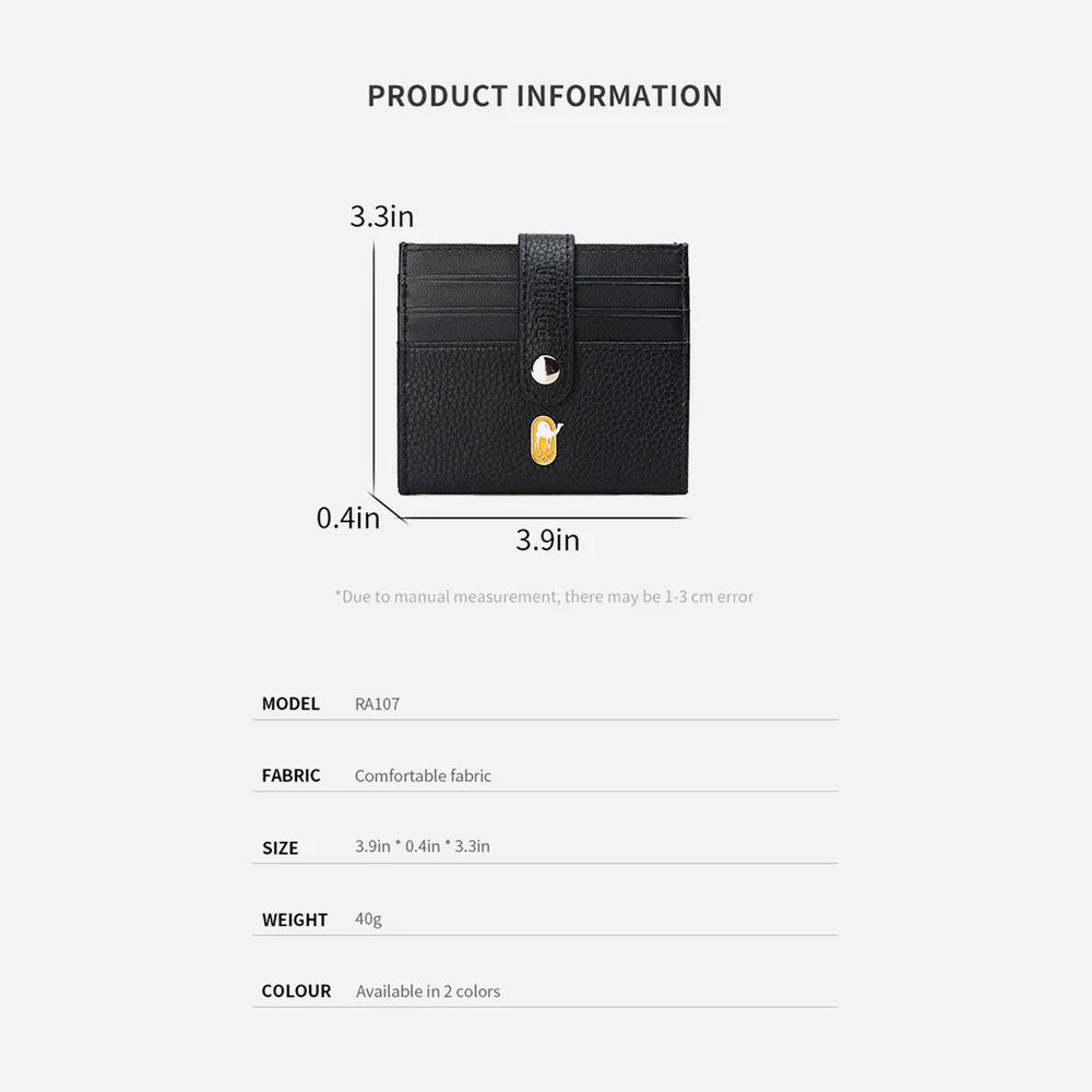 Rahala RA107 Men's 4-sided Bifold Leather Cardholder (Black)