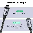 UGREEN  30205   USB-C Male to USB-C Female Gen Alu Case Braided Extension Cable 1m (Dark gray)
