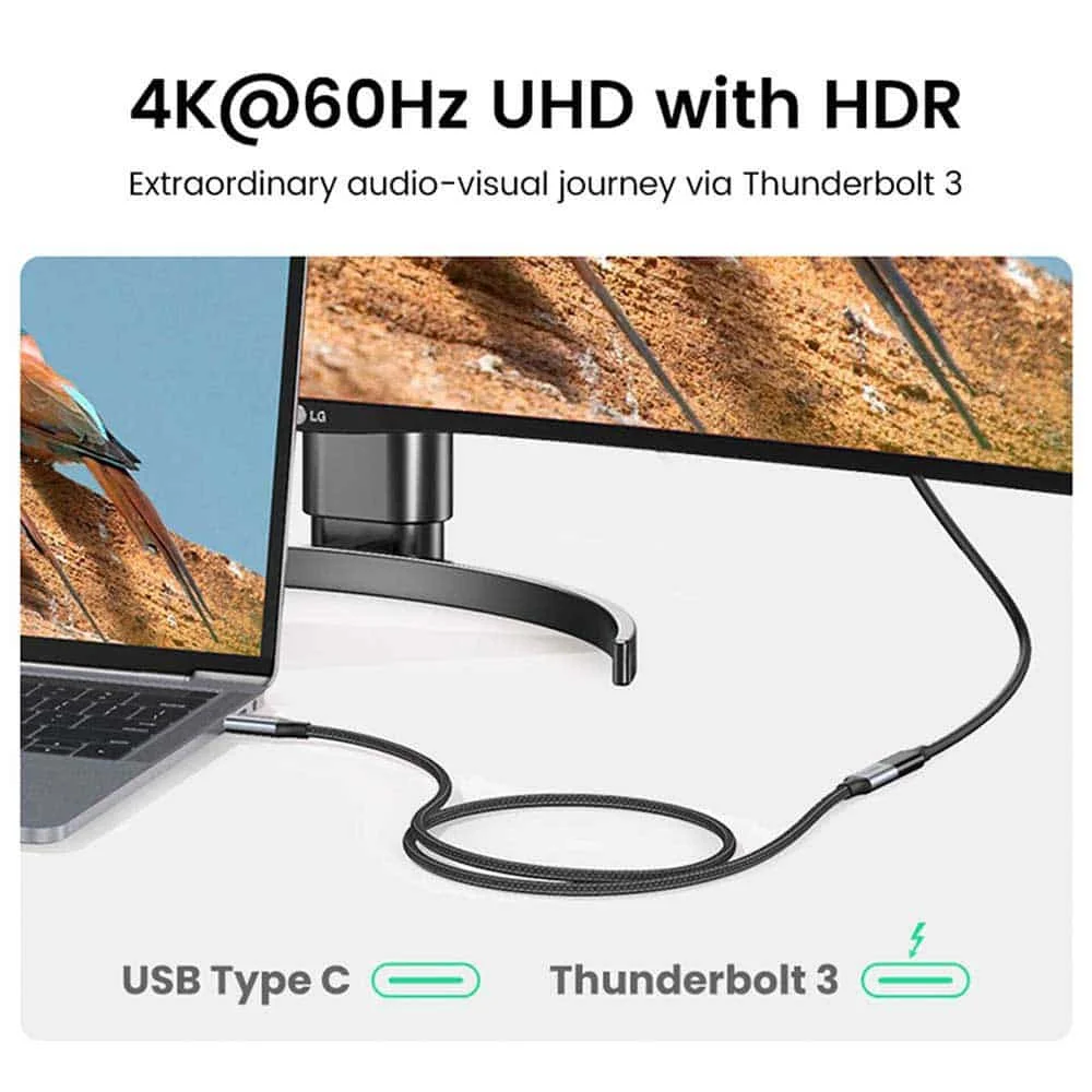 UGREEN  30205   USB-C Male to USB-C Female Gen Alu Case Braided Extension Cable 1m (Dark gray)
