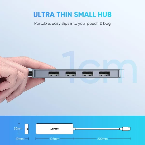 UGREEN CM219 (70336)  4-Port USB3.0 Hub with Micro USB Power Supply