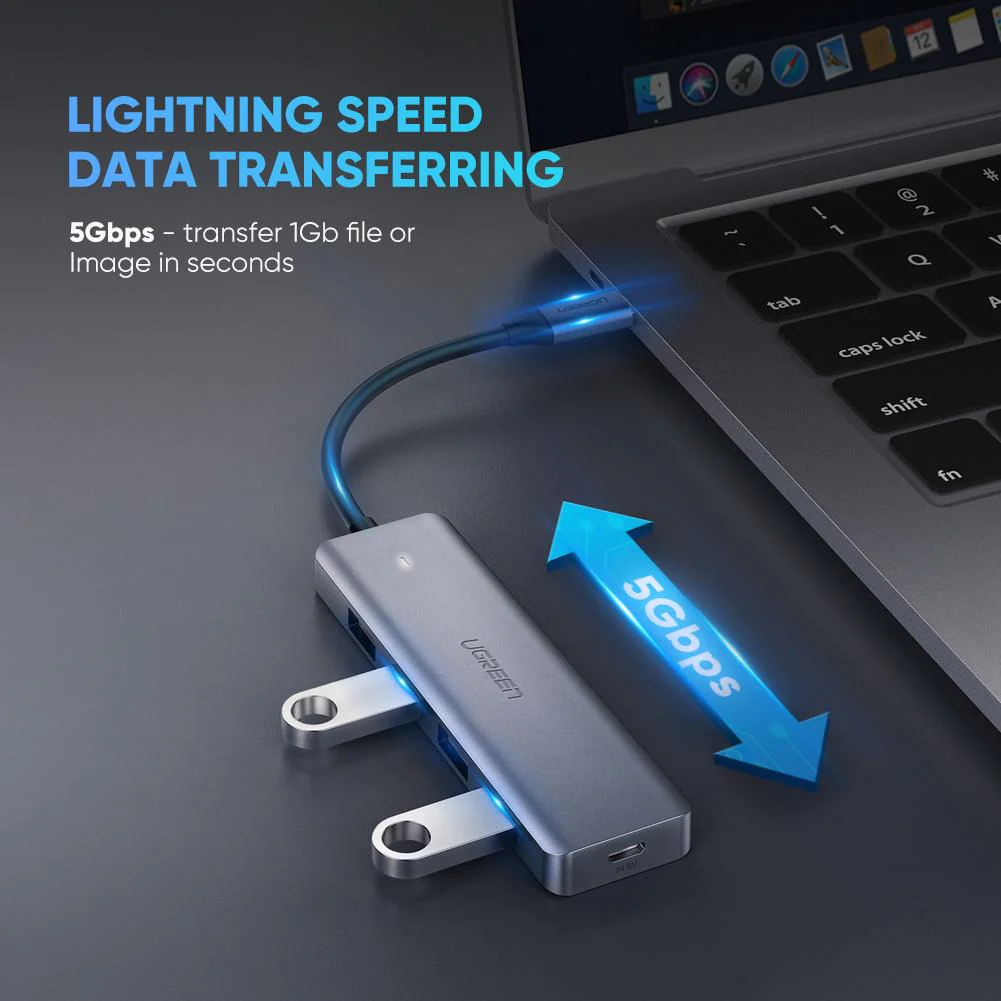 UGREEN CM219 (70336)  4-Port USB3.0 Hub with Micro USB Power Supply