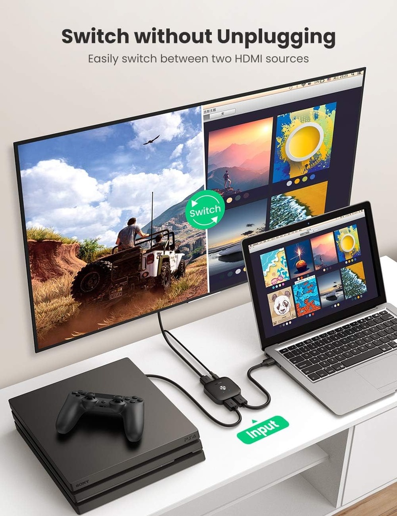Ugreen HDMI- 2 in puts HDMI Switcher 2 In 1 Out 4Kx2K-60HZ
