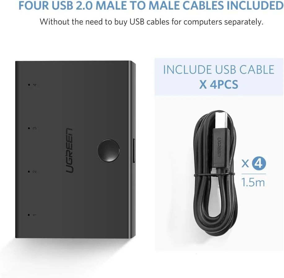 Ugreen USB 2.0 Sharing Switch 4X1 Black
