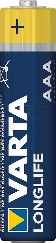 Varta Longlife AAA Alkaline Batteries – Model 4103 – Pack of 2 (1.5V Each)