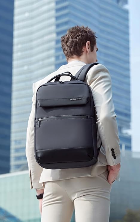 Arctic Hunter B00671 Men’s Slim Laptop Backpack – 16L Compact Office Bag for 15.6-inch Laptops, Water-Resistant with Dual Pockets – Gray