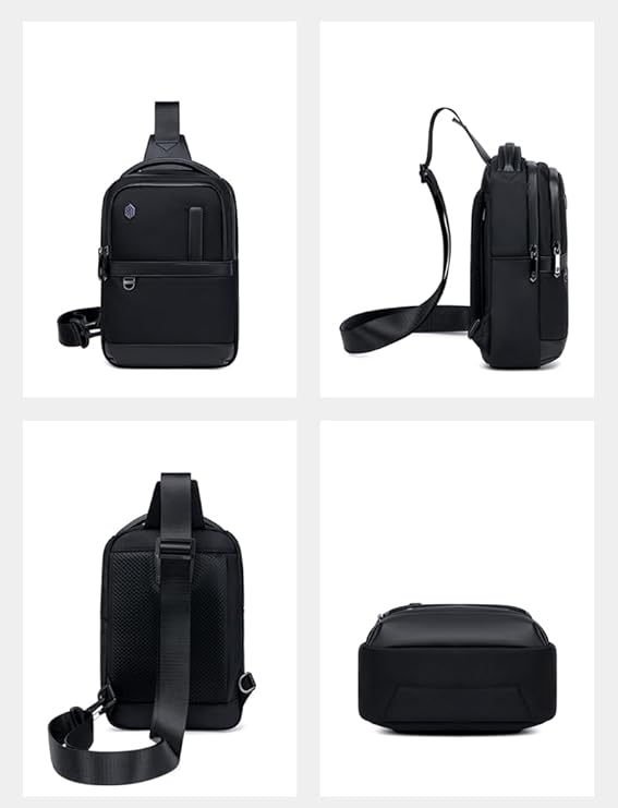 Arctic Hunter XB00678 Men’s Crossbody Shoulder Bag – Waterproof Casual Sling with USB Charging Port – Black