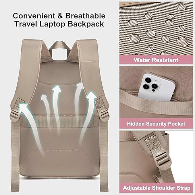 Chantria Laptop Backpack, 15.6 Inches, Waterproof, Khaki, CB-00648