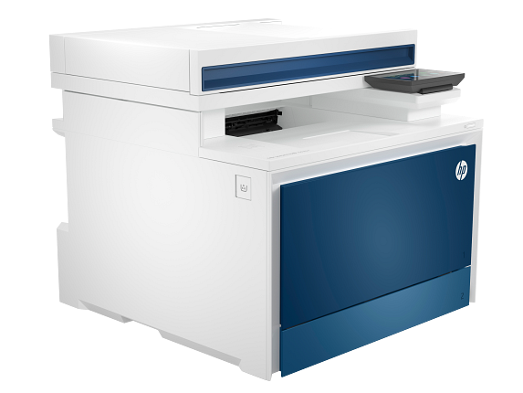 HP Color LaserJet Pro MFP 4303fdw Exosphere, right facing with control panel folded flat