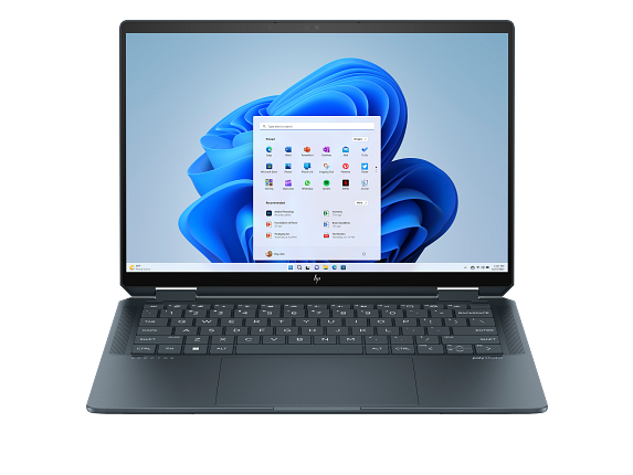 23C2-Spectre-14 Slate Blue T 9MP IR Cam FPR Win11 Core Set Front WhiteBG