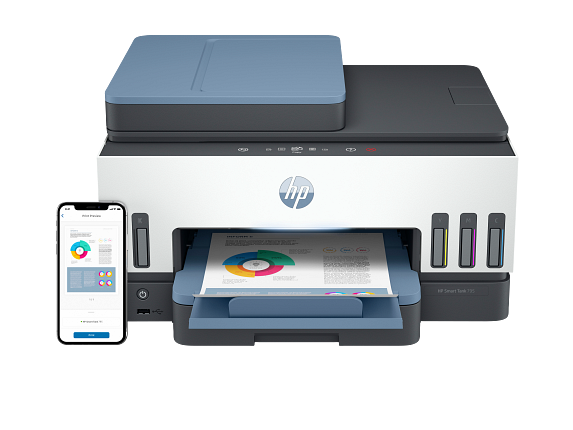 HP Smart Tank 795 All-in-one Phone Dark Surf Blue Coreset Front Output