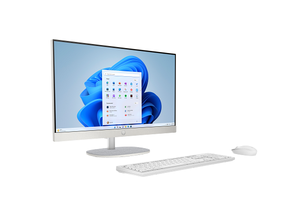 23C1-INTEL OPP HP 24 inch All-in-One Desktop PC 24 ShellWhite T NT HAS CaptainCrunchWireless CoreSet Win11 FrontRight WhiteBG
