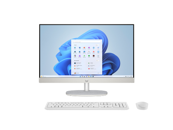 23C1-INTEL OPP HP 24 inch All-in-One Desktop PC 24 ShellWhite T NT HAS CaptainCrunchWireless CoreSet Win11 Front WhiteBG