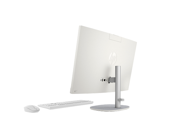 23C1-INTEL OPP HP 24 inch All-in-One Desktop PC 24 ShellWhite T NT HAS CaptainCrunchWireless CoreSet RearLeft WhiteBG