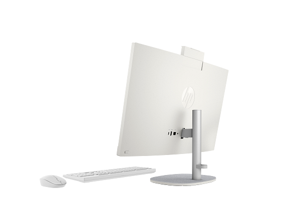 23C1-INTEL OPP HP 24 inch All-in-One Desktop PC 24 ShellWhite T NT HAS CaptainCrunchWireless CoreSet RearLeft CamUp WhiteBG