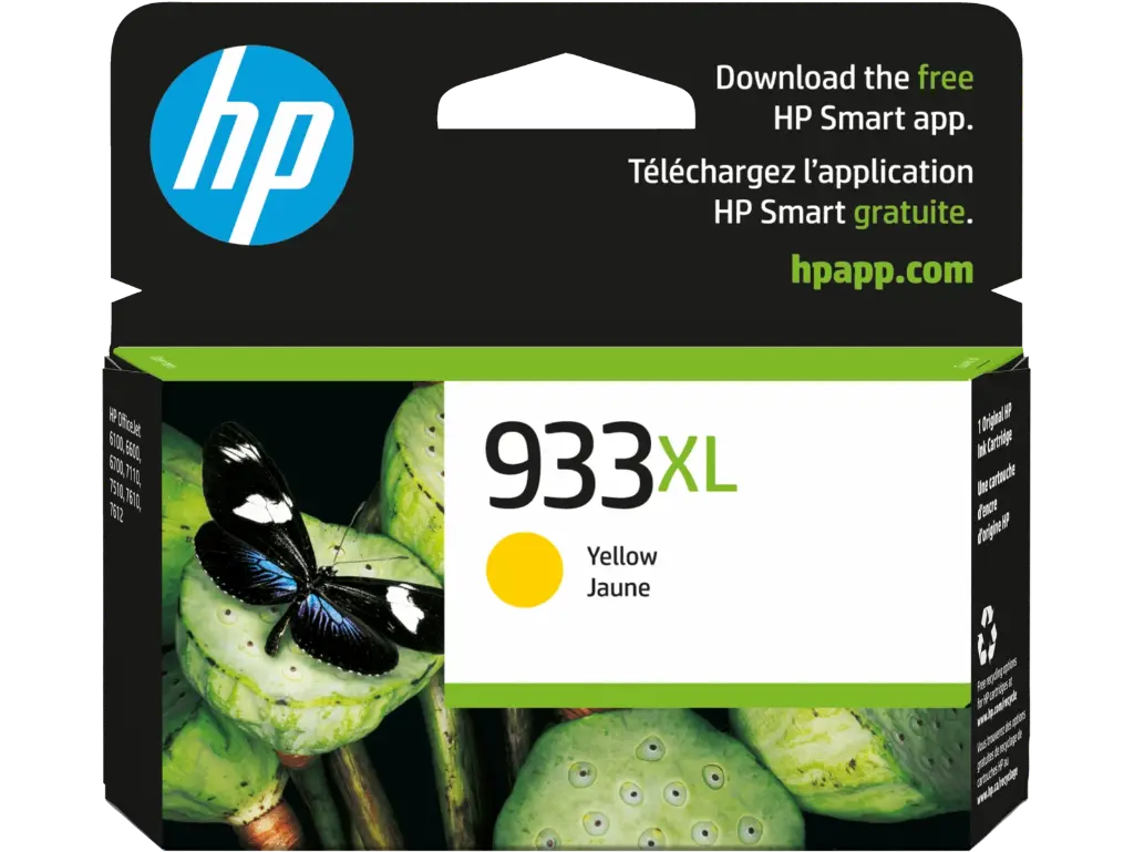 HP 933XL Yellow Original Ink Cartridge (CN056A) – High-Yield Ink for HP OfficeJet 6100, 6600, 6700, 7110, 7510, 7610, 7612 Printers