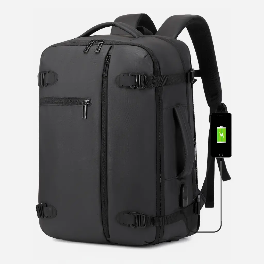 RAHALA (RAL3726) Black Laptop Backpack – 15.6" Water-Resistant Travel and Business Bag with USB Port and Multiple Compartments