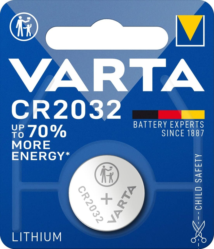 Varta CR2032 3V Lithium Coin Battery – Long-Lasting Non-Rechargeable Button Cell for Car Keys, Watches & Electronics