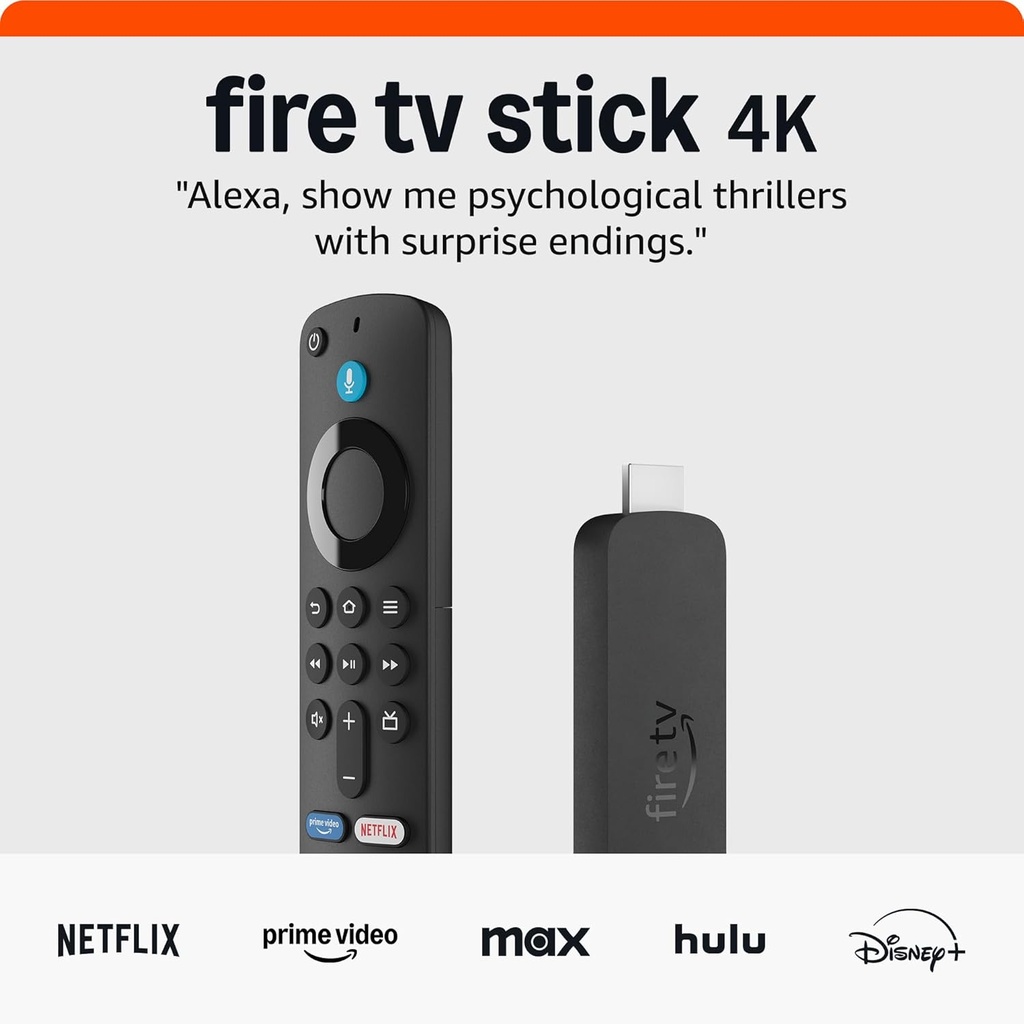 Amazon Fire TV Stick 4K (Newest Model) – Streaming Media Player with AI-Powered Fire TV Search, Wi-Fi 6, 4K HDR Support, and Access to 1.8 Million+ Movies & TV Shows
