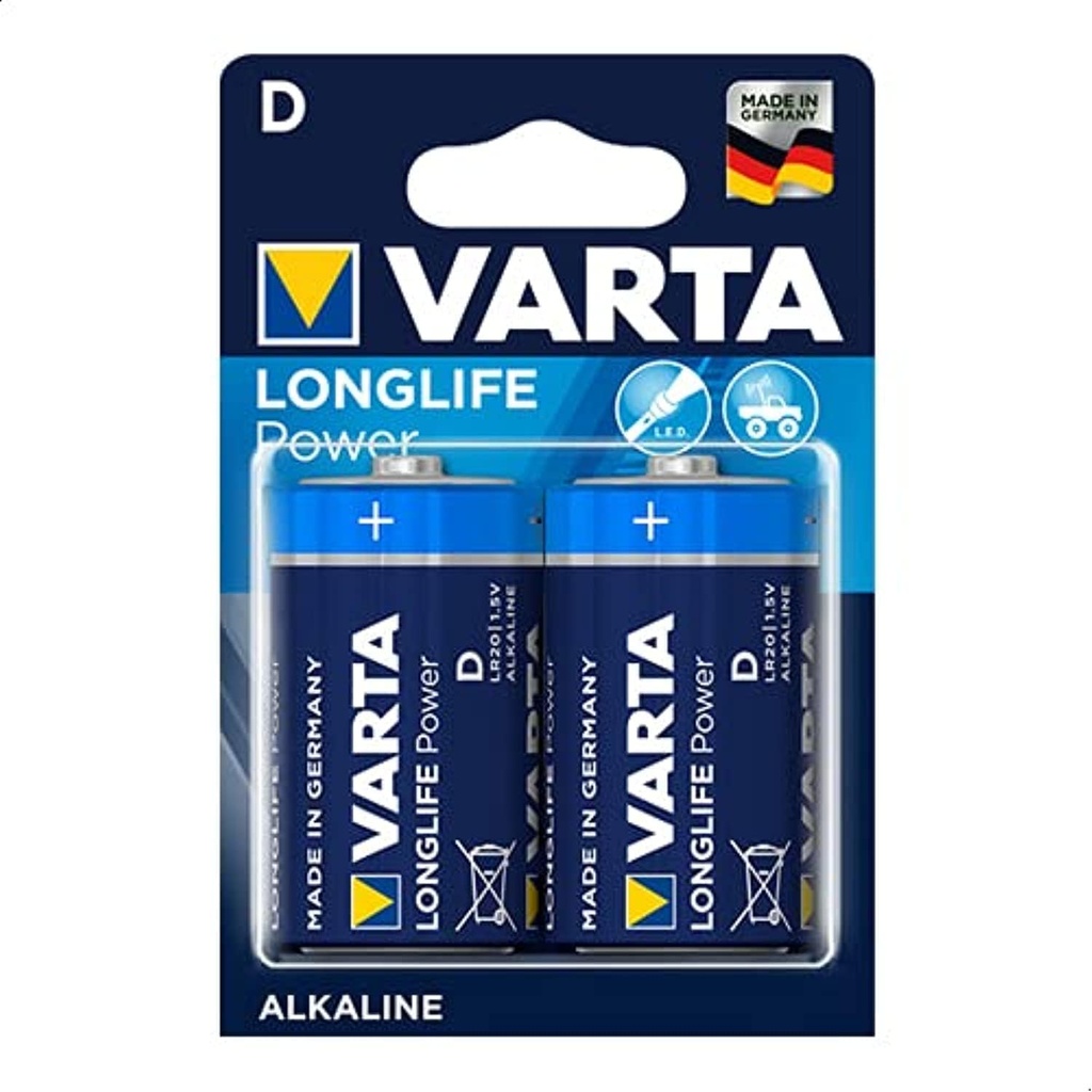 Varta Long Life Power 2D Alkaline Batteries - 1.5 Volt