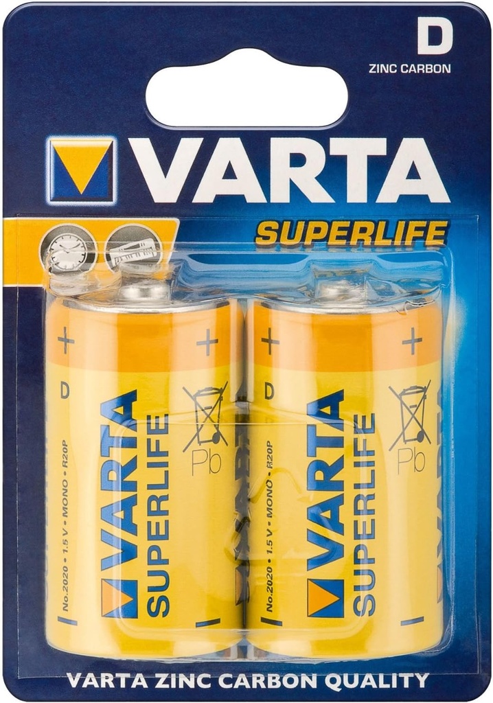 Varta SuperLife D Size 1.5V Zinc-Carbon Battery – Long-Lasting Heavy-Duty Power for Radios, Flashlights & Clocks