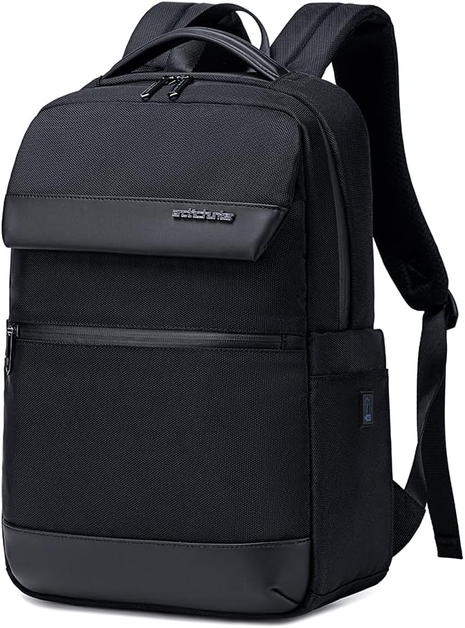 Arctic Hunter- B00671-Black Slim Backpack for Men 16L Compact Office 15.6-inch Laptop Bag 2 Pockets