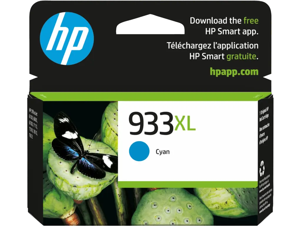 HP 933XL Cyan Original Ink Cartridge (CN054A) – High-Yield Ink for HP OfficeJet Printers