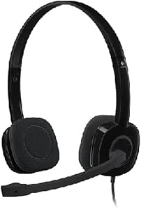 Logitech Headset H151 Wired Headset with Mic, Analog Stereo Headphones with Rotating Noise-Cancelling Microphone, 3.5 mm Audio Jack, in-Line Controls, Black
