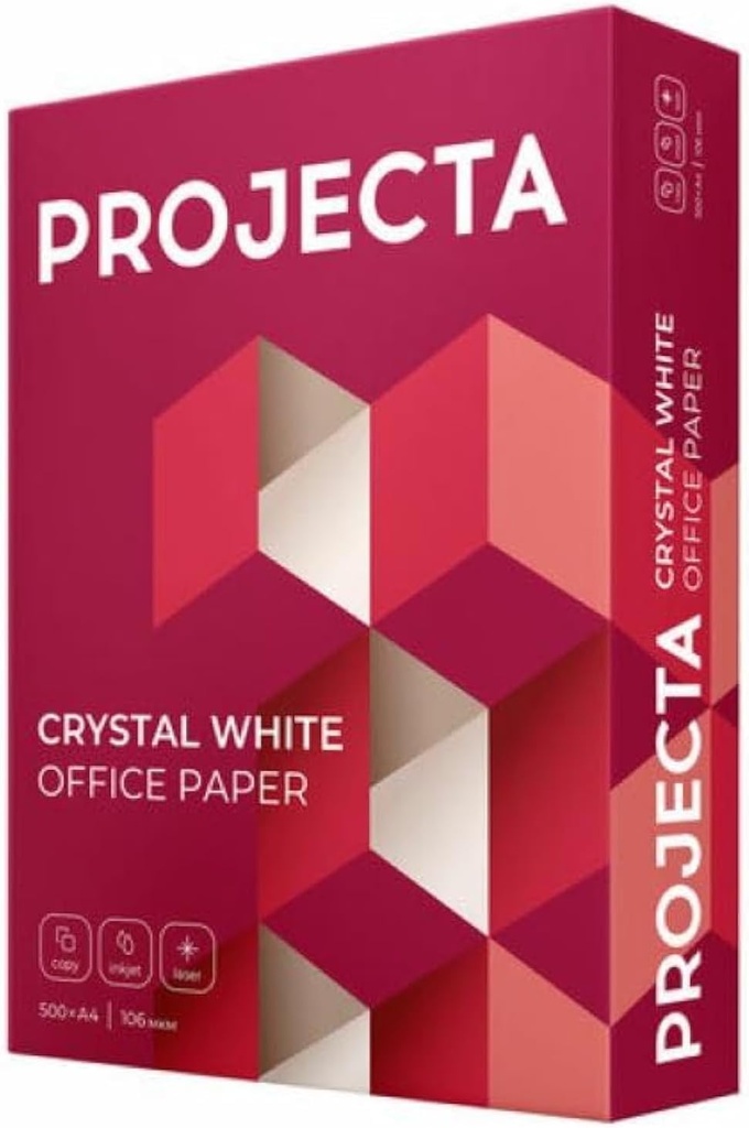 Projecta Ultra A4 Paper, 80 GSM Copy Paper (210mm x 297mm), 1 Ream (500 Sheets), Crystal White Office Paper