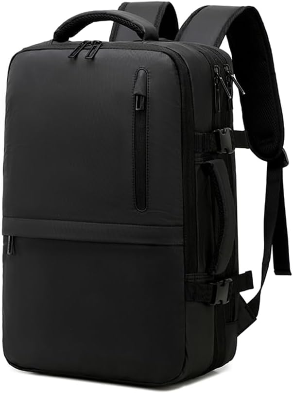 Rahala- RA1904-Black Casual Laptop Travel Bag, Waterproof Backpack with USB Charging Port for Men an