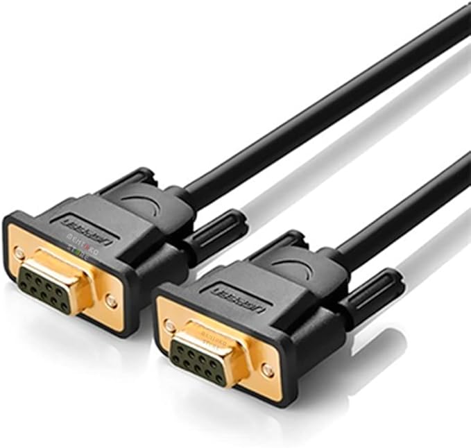 UGREEN RS232 DB9 Female to Female Adapter Cable – Model 20149 – 1.5 Meter Serial Extension Cord (Black)