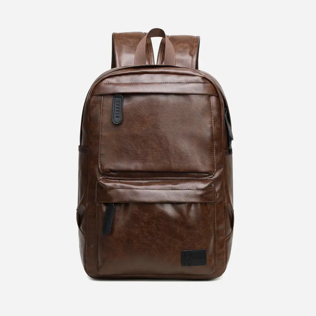 RAHALA GLD-1811-112 15.6-Inch Multi-Pockets Leather Unisex Backpack Bag, Brown