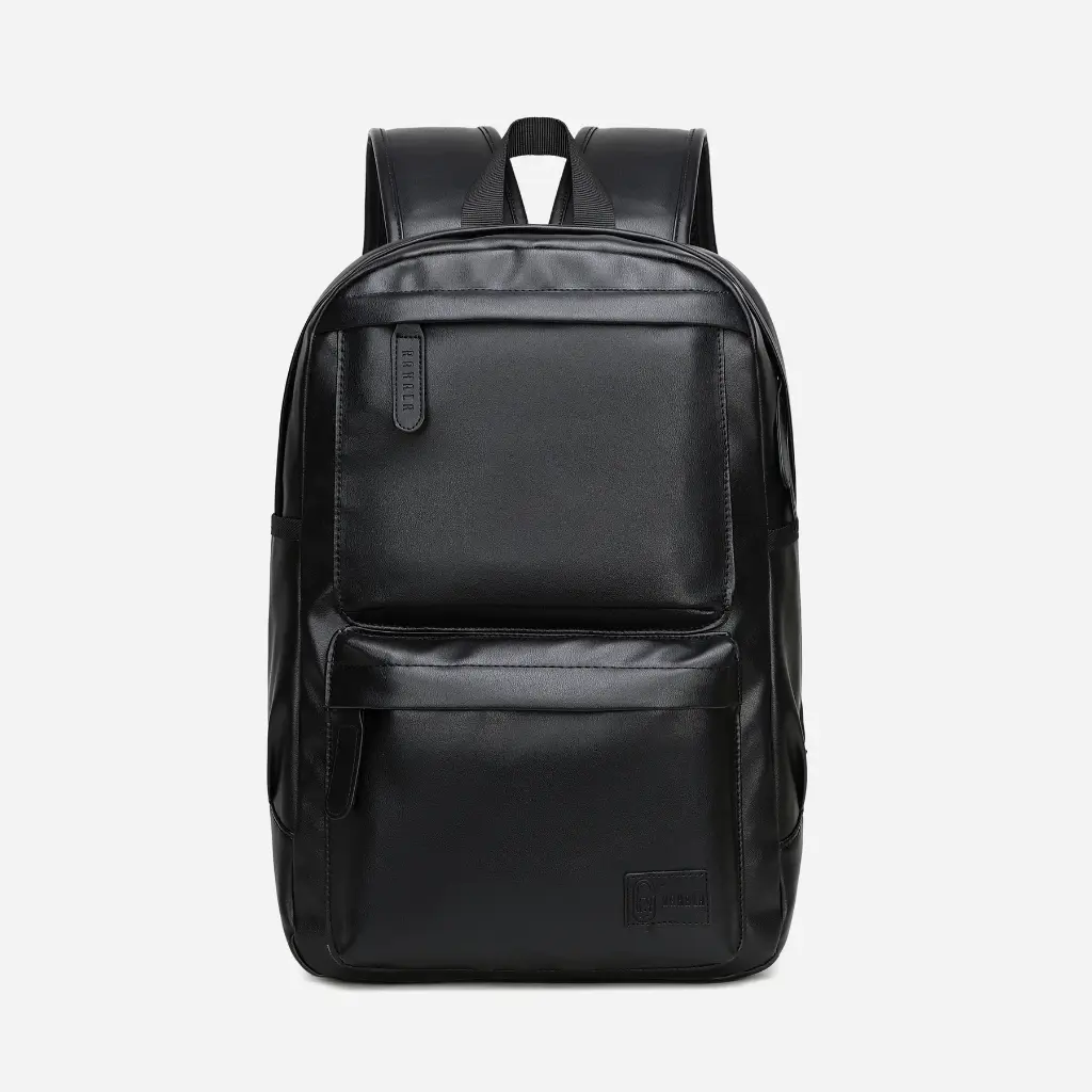 RAHALA GLD-1811-112 15.6-Inch Multi-Pockets Leather Unisex Backpack Bag, BLACK