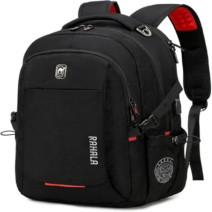 RAHALA-BR00740 15.6-Inch Laptop Business Travel Backpack Bag With USB Charging- Black