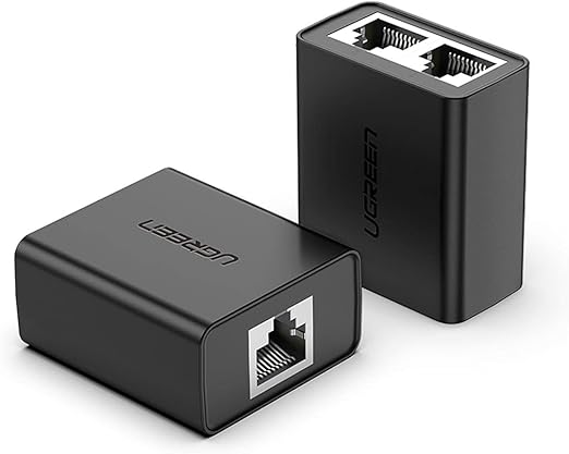 UGREEN RJ45 Splitter Adapter 2-Pack (Black) – Model 50923 – Ethernet LAN Network Cable Extender for Cat5/Cat6