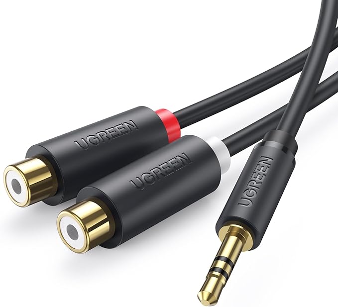 UGREEN AV109  10547  3.5mm Male to 2RCA Female Cable 25cm (Gray