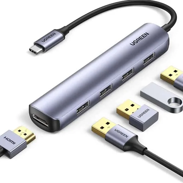 UGREEN-20197-CM417-USB-C to 4*USB 3.0+HDMI Adapter