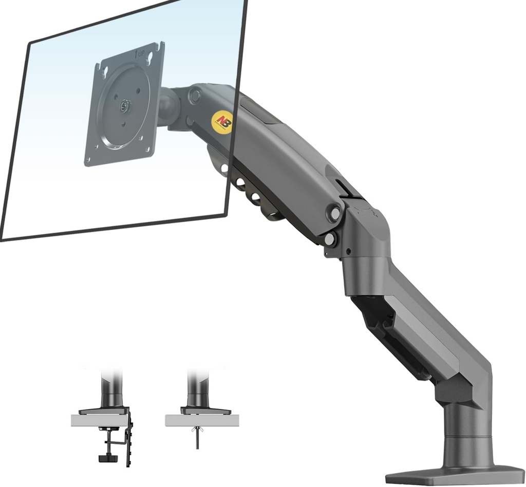 NB North Bayou Monitor Arm for 17-30 inch Screen Monitor Stand Height Adjustable Monitor Mount f80 Bracket Full Motion Gas Spring VESA75/100mm Weight 2-9kg