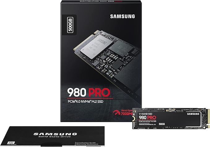 Samsung 980 NVMe M.2 Solid State Drive SSD 500GB, Black -MZ-V8V500BW