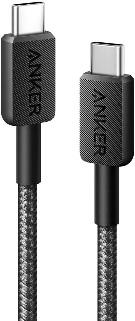 Anker 322 USB-C to USB-C Cable (A81F6H11) – 1.8m Braided Fast Charging Cable – Supports Power Delivery & High-Speed Data Transfer – Black