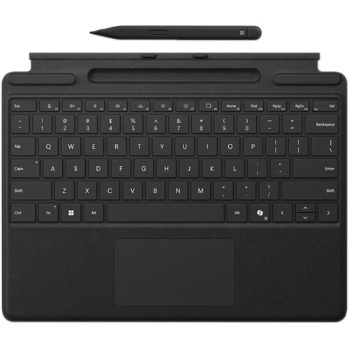 Microsoft Surface Pro Keyboard with Slim 2 Pen for Pro Copilot+ (11th Edition), Pro 9 and Pro 8, Alcantara Material, Black