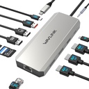 WAVLINK Displayport Docking Station 12-IN-1 with Dual DP, HDMI, 100W PD in, 10Gbps USB A/C, 2.5G Ethernet Port (Windows Only)