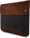 MegaGear Genuine Leather and Fleece MacBook Bag Laptop Sleeve for 13 - 13.3 inch (Brown x Grey) 