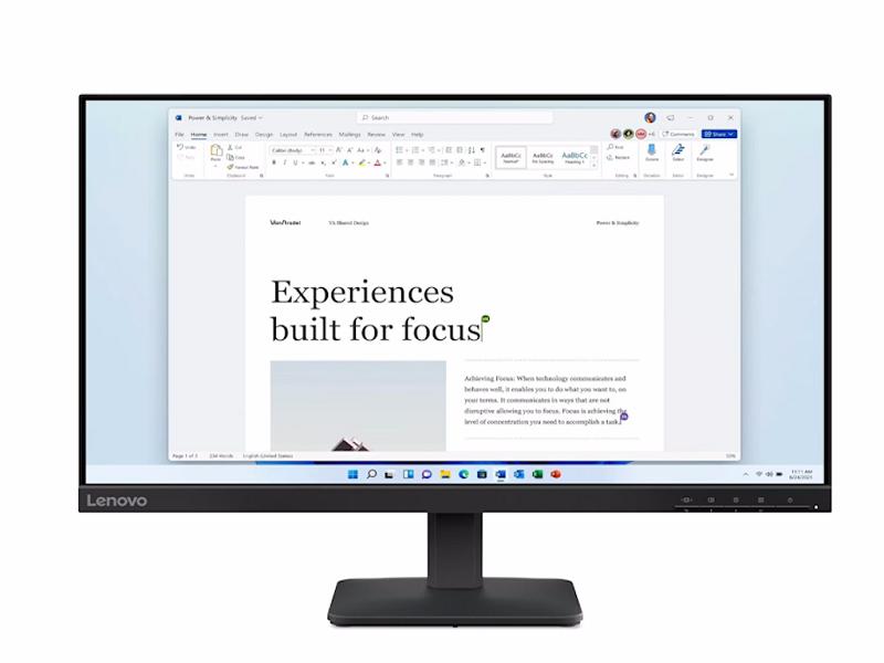 Lenovo L24-4e Monitor 23.8-Inch (68C2KAC1EU) – Full HD Business & Home Office Monitor for Productivity, Entertainment & Everyday Use