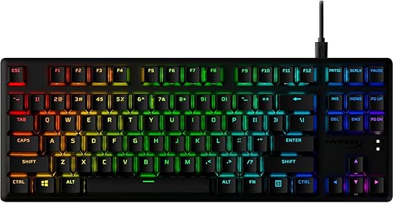 HyperX Alloy Origins Core features HyperX Red switches, RGB backlighting, 1000Hz polling rate, 3 onboard profiles, anti-ghosting, and a detachable braided cable