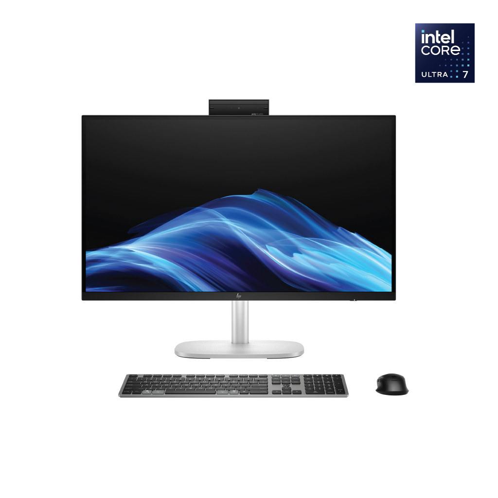 HP 27" All-in-One AI Desktop PC – Intel® Core™ Ultra 7 255U Processor – 8GB RAM – 512GB SSD – FHD IPS Touch Display – UMA – FreeDOS – White – HP AIO 27-cr Series