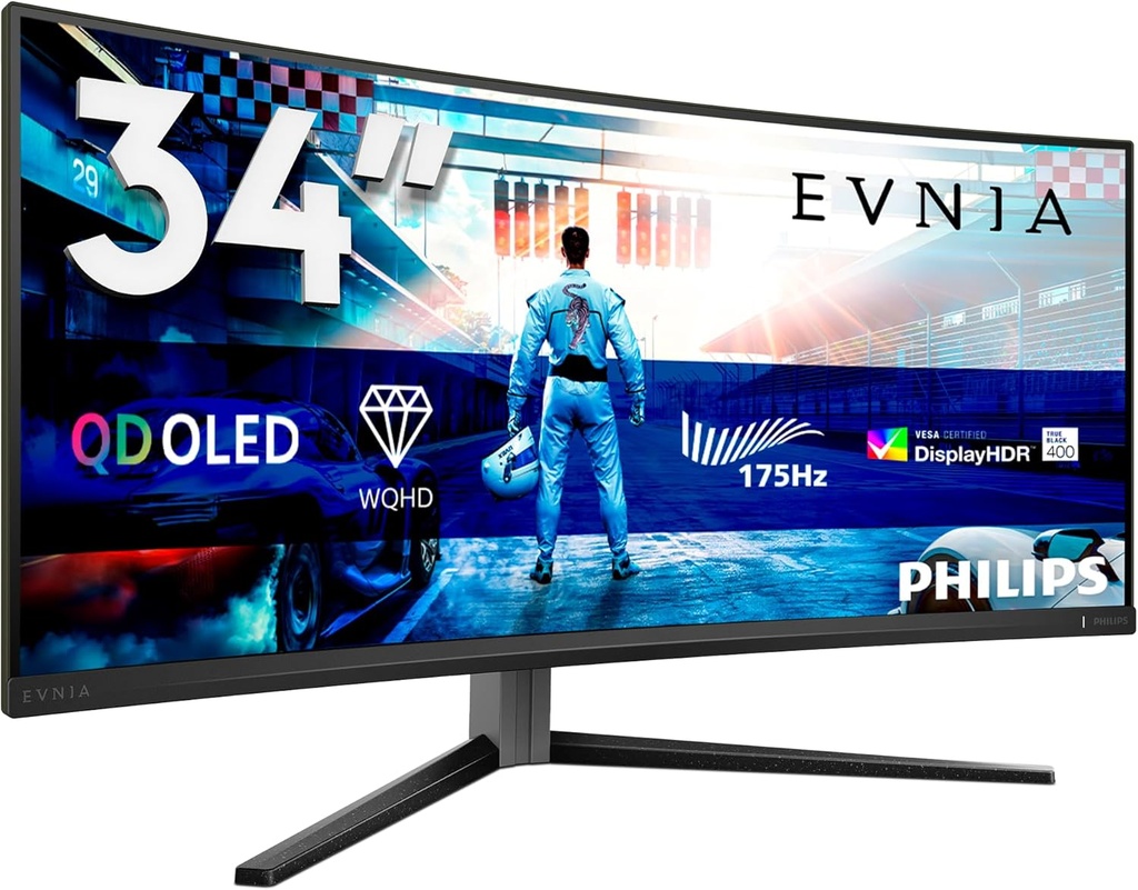 Philips Monitor  34"W QD OLED 21:9 WQHD Curve 1800R 175Hz 1000nits -Dark Slate