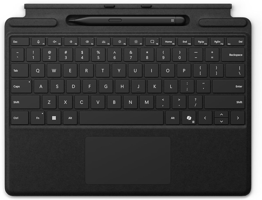 Microsoft Surface Pro Keyboard with Pen Storage and Slim Pen 2, for Surface Pro 11, 9 and 8, Instant Copilot, 4,096 Pressure Levels, Zero Force Inking, Alcantara Material, Magnetic, Black